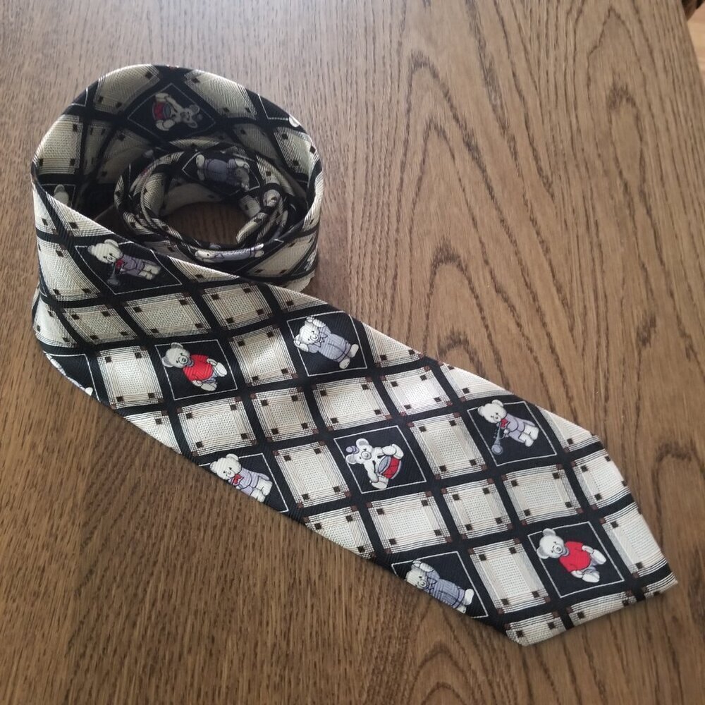 Daniel & Ellissa Men's Novelty Print Bear Silk Tie - Picture 5 of 6